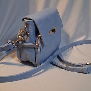 Charming Charlie Light Blue Crossbody Bag with Turn-Lock Detail